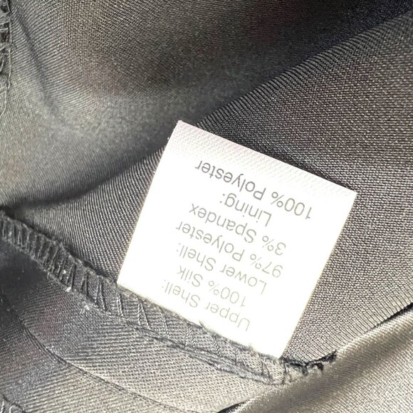 Saks Fifth Avenue Black Silk Blend Ruched Sleeveless Party Dress Size 12 - Picture 11 of 13